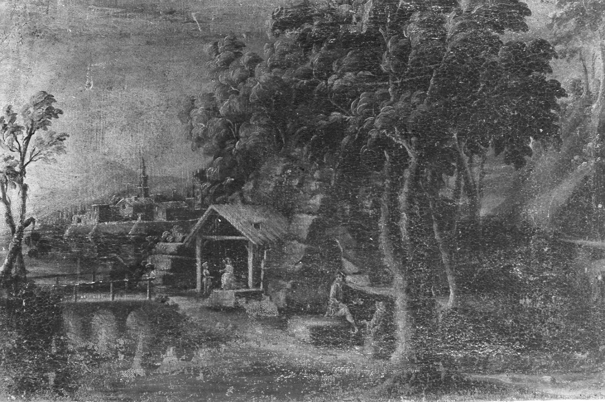 paesaggio con figure (dipinto, opera isolata) - ambito lombardo (sec. XVIII)