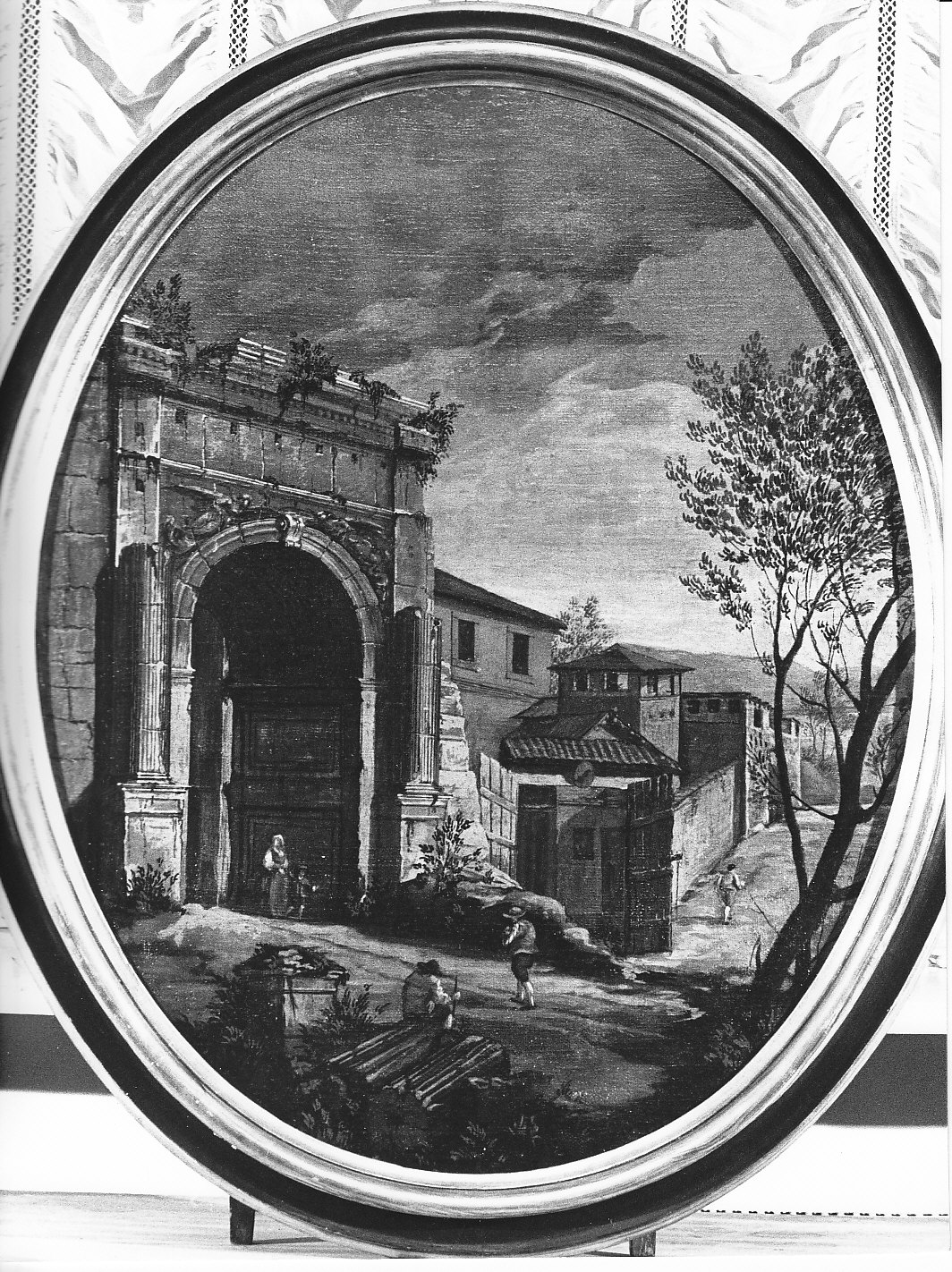 paesaggio con architetture (dipinto, serie) - ambito lombardo (secc. XVIII/ XIX)