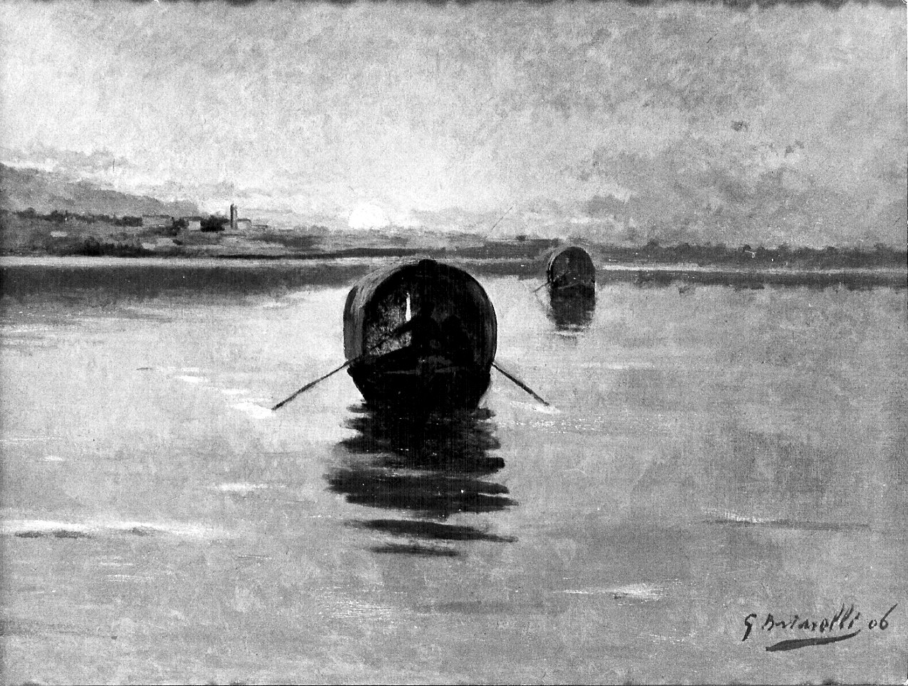 paesaggio lacustre (dipinto, opera isolata) di Bertarelli G (sec. XX)