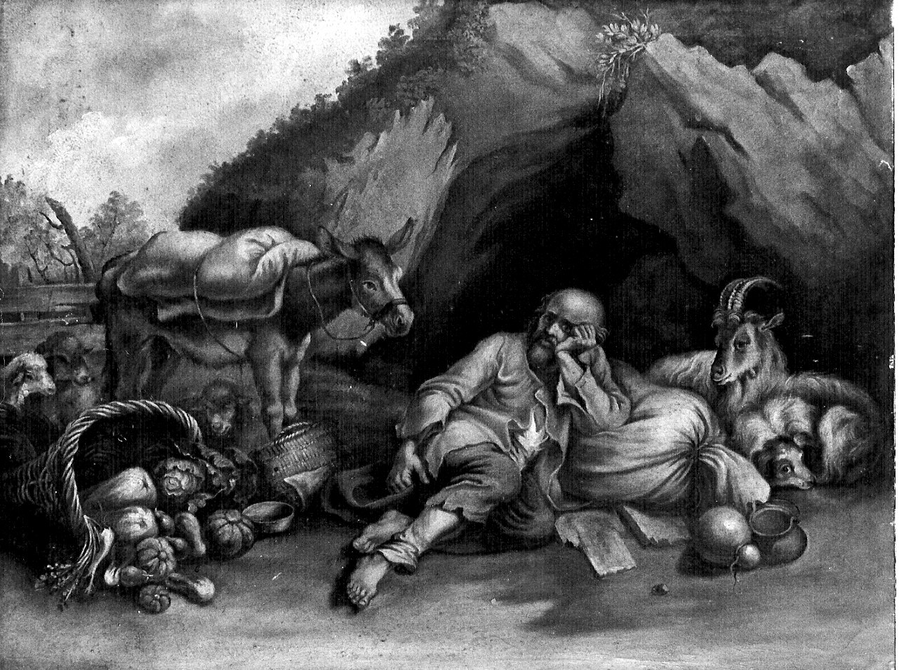scena pastorale (dipinto, pendant) - ambito lombardo (sec. XIX)