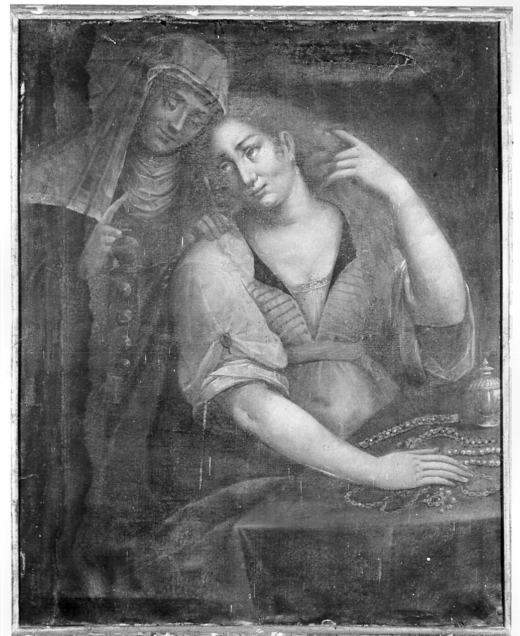 Santa Marta rimprovera Santa Maria Maddalena per la sua vanità (dipinto) - ambito lombardo (fine/inizio secc. XVII/ XVIII)
