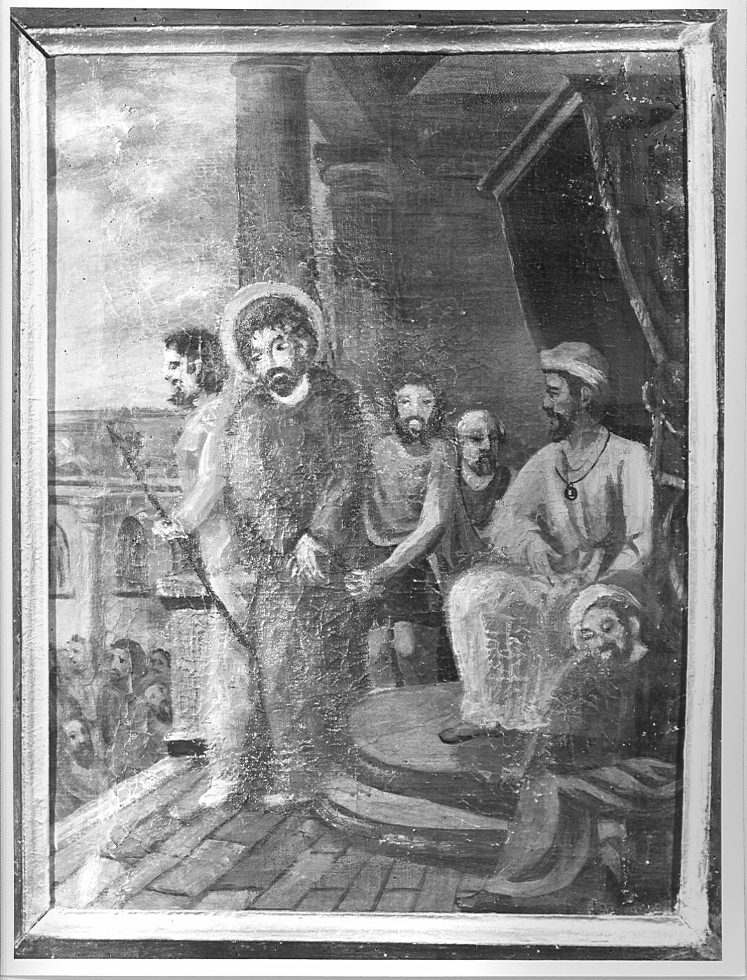 stazione I: Gesù condannato a morte (dipinto) di Vigo Angelo (sec. XIX)