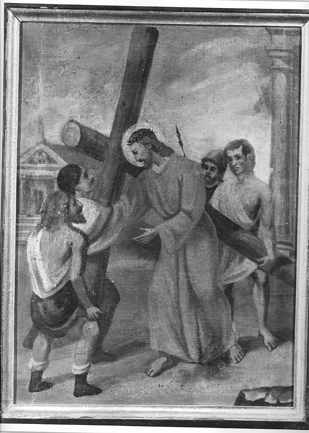 stazione II: Gesù caricato della croce (dipinto) di Vigo Angelo (sec. XIX)