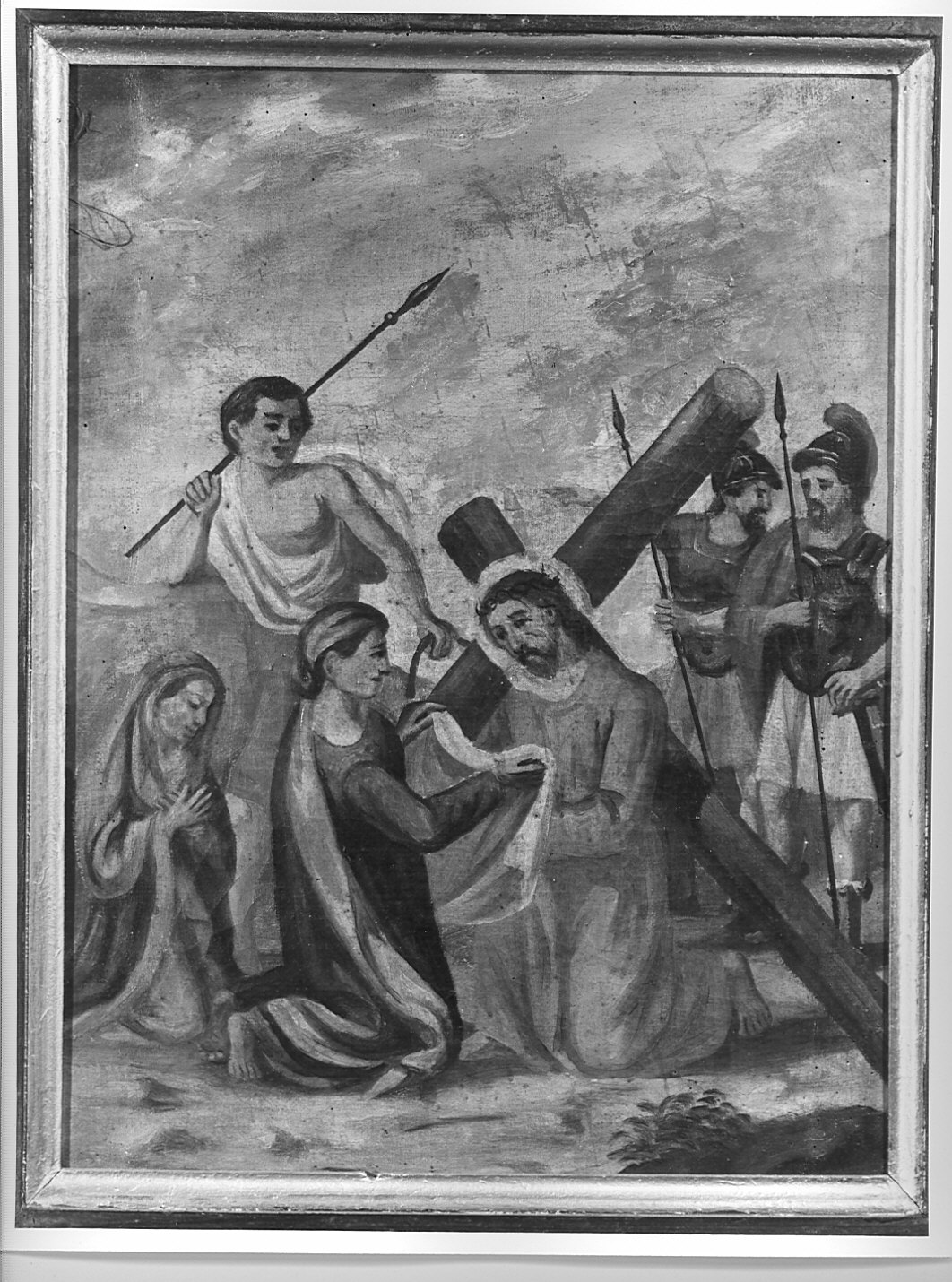 stazione VI: Gesù asciugato dalla Veronica (dipinto) di Vigo Angelo (sec. XIX)