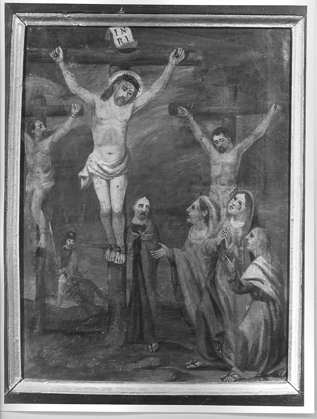 stazione XII: Gesù innalzato e morto in croce (dipinto) di Vigo Angelo (sec. XIX)