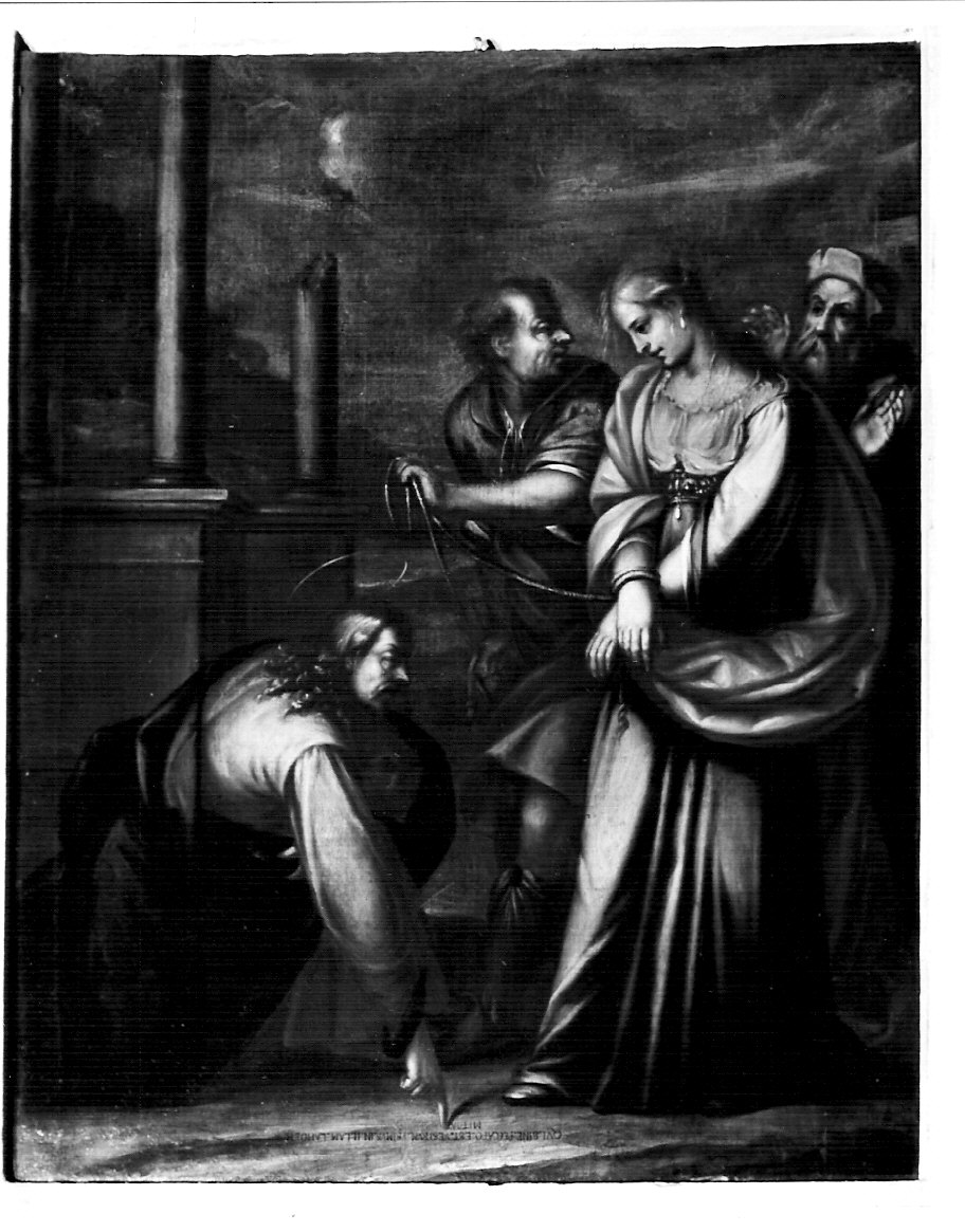 Cristo e l'adultera (dipinto, opera isolata) - ambito lombardo (sec. XVII)