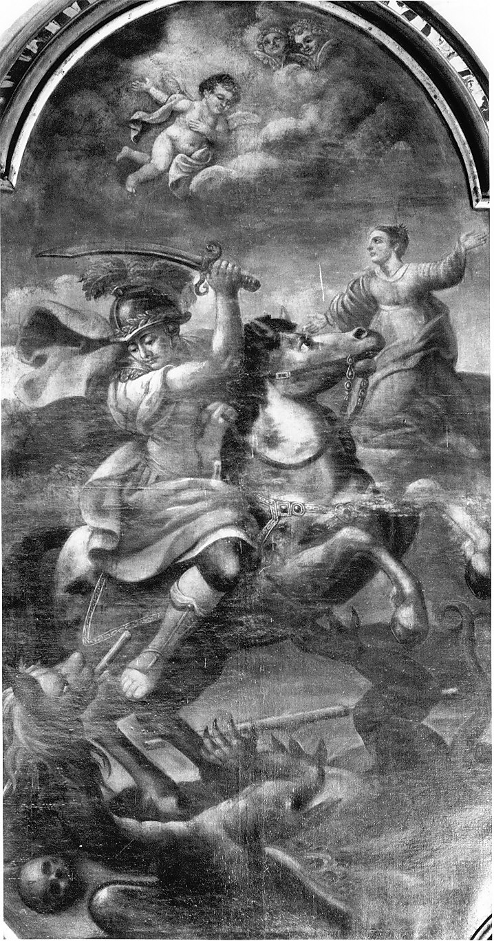 San Giorgio uccide il drago (dipinto, opera isolata) - ambito lombardo (seconda metà sec. XVII)