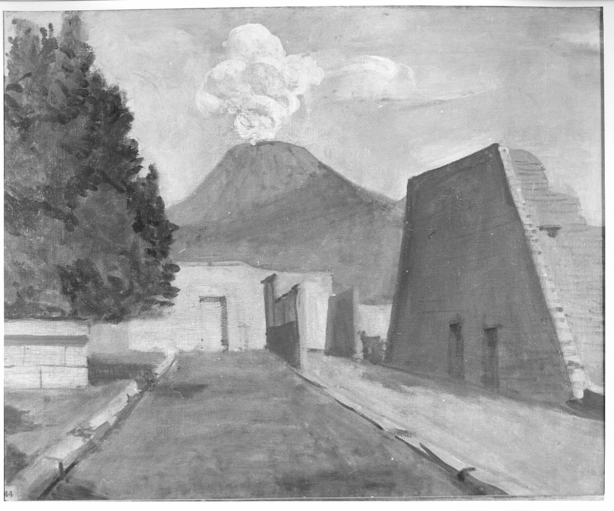Pompei Foro triangolare, paesaggio (dipinto) di Borra Pompeo (sec. XX)