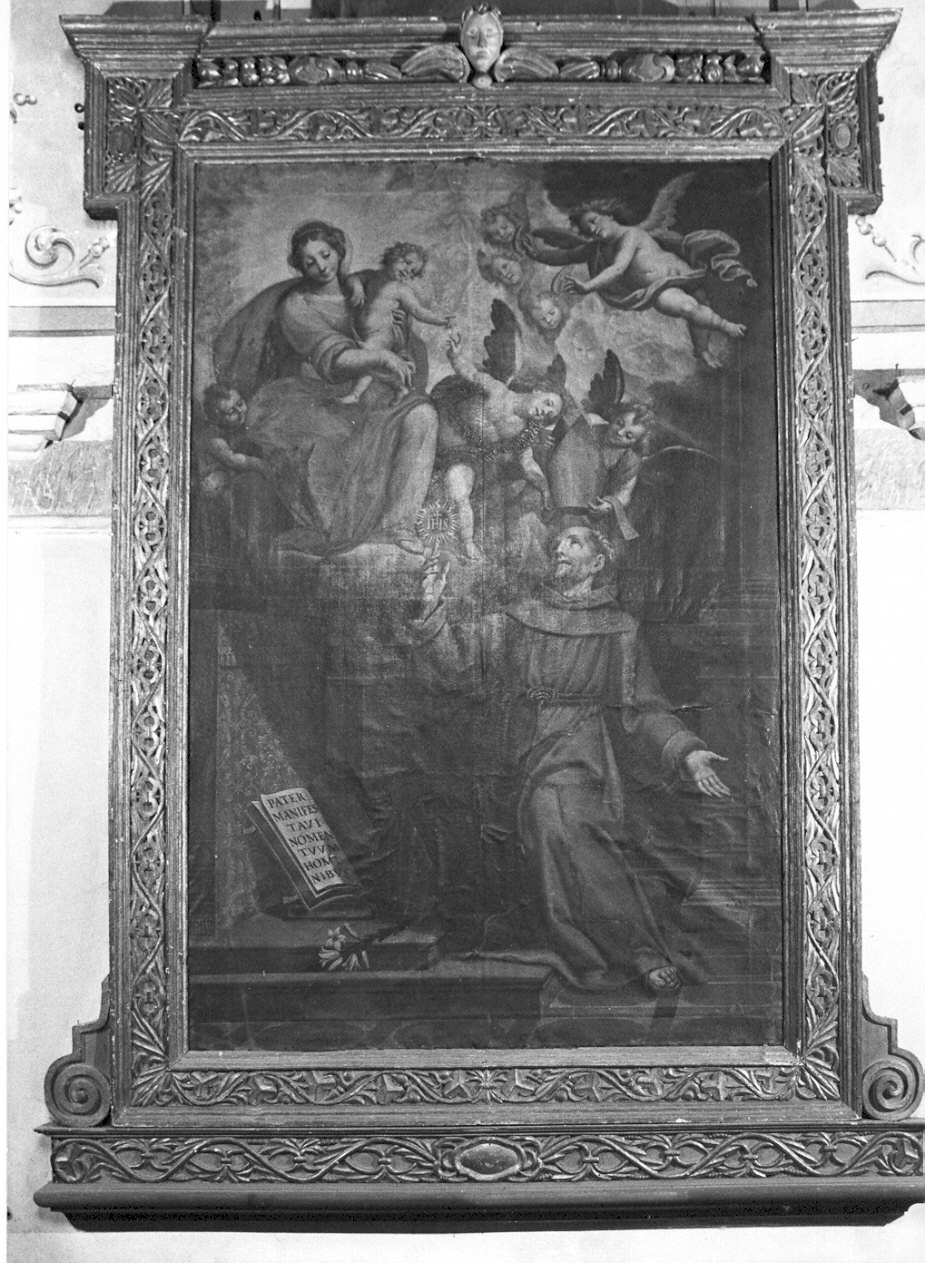 Madonna con Bambino e San Bernardino (dipinto, pendant) di Della Rovere Giovanni Mauro detto Fiamminghino (sec. XVII)