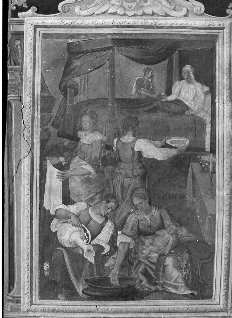 nascita di Maria Vergine (dipinto murale, opera isolata) di Bossi Francesco Bernardino (sec. XVII)