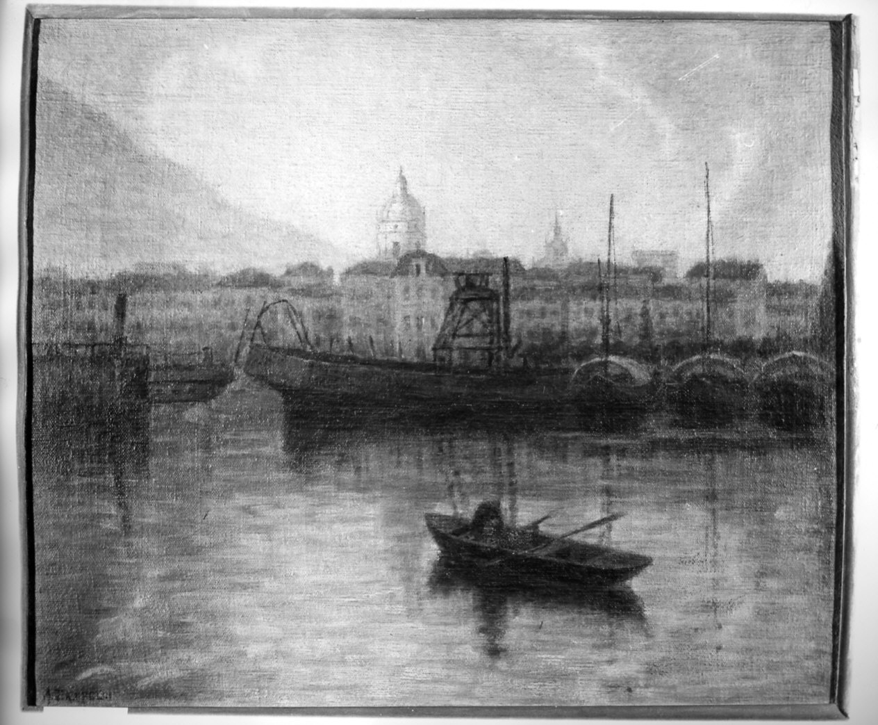 veduta di Como (dipinto, opera isolata) - ambito lombardo (sec. XX)