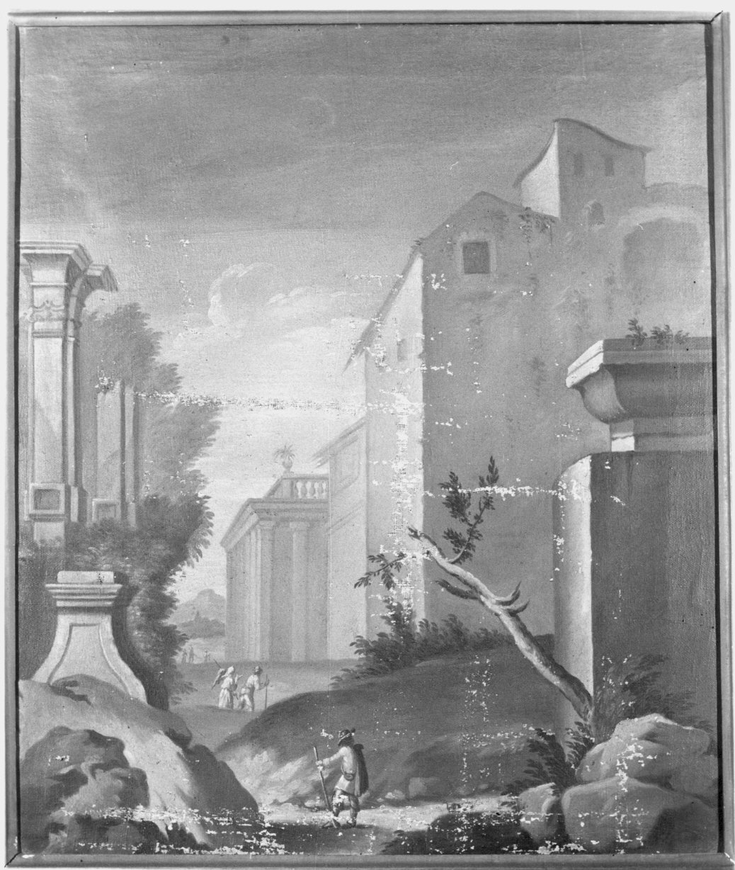 paesaggio con rovine (dipinto) - ambito lombardo (seconda metà sec. XVIII)