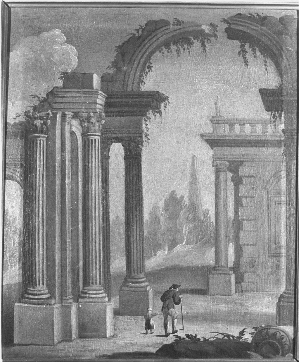 paesaggio con rovine (dipinto) - ambito lombardo (seconda metà sec. XVIII)