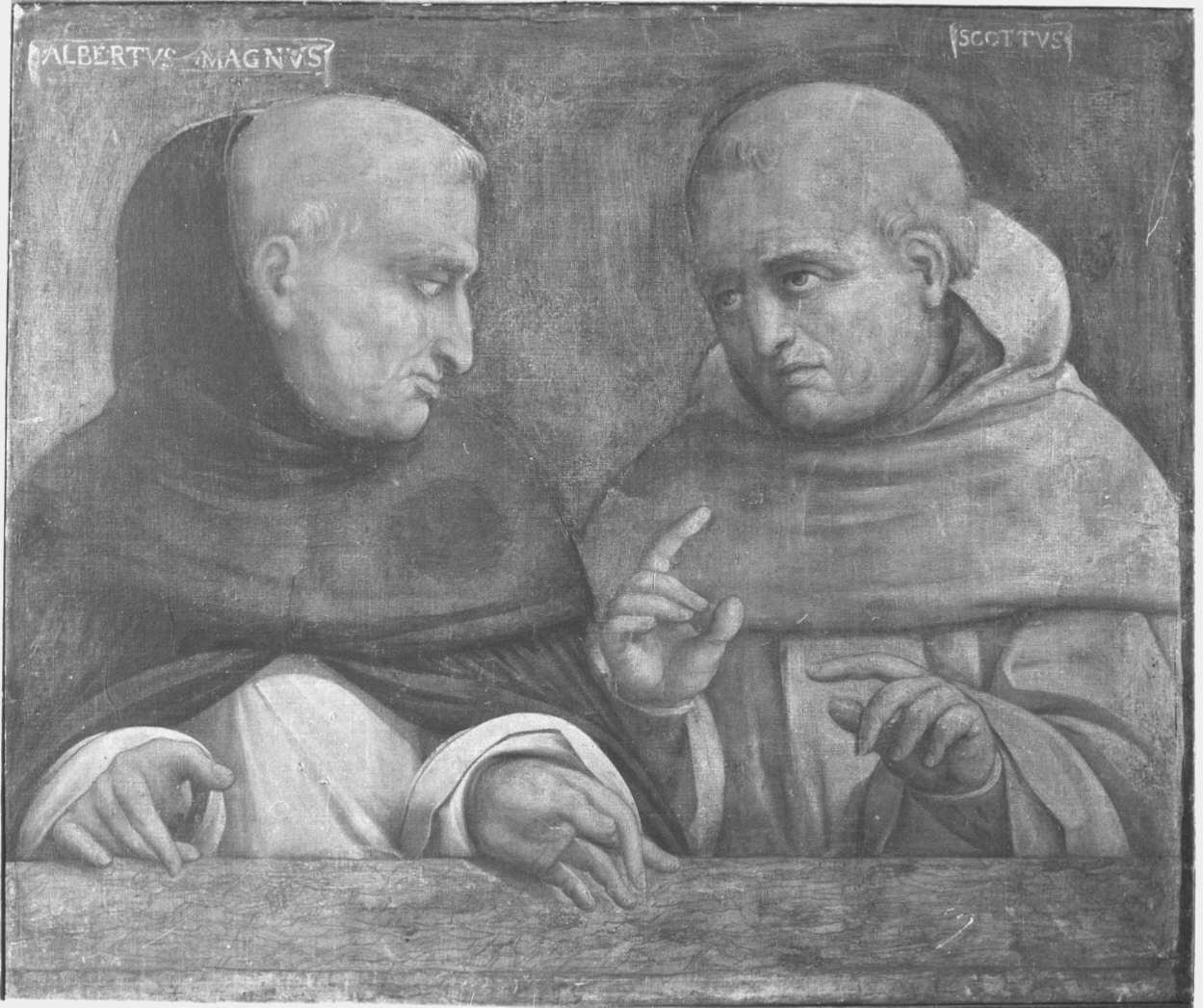 ritratto di Alberto Magno e Duns Scoto (dipinto) di Aspertini Amico (attribuito) (sec. XVI)