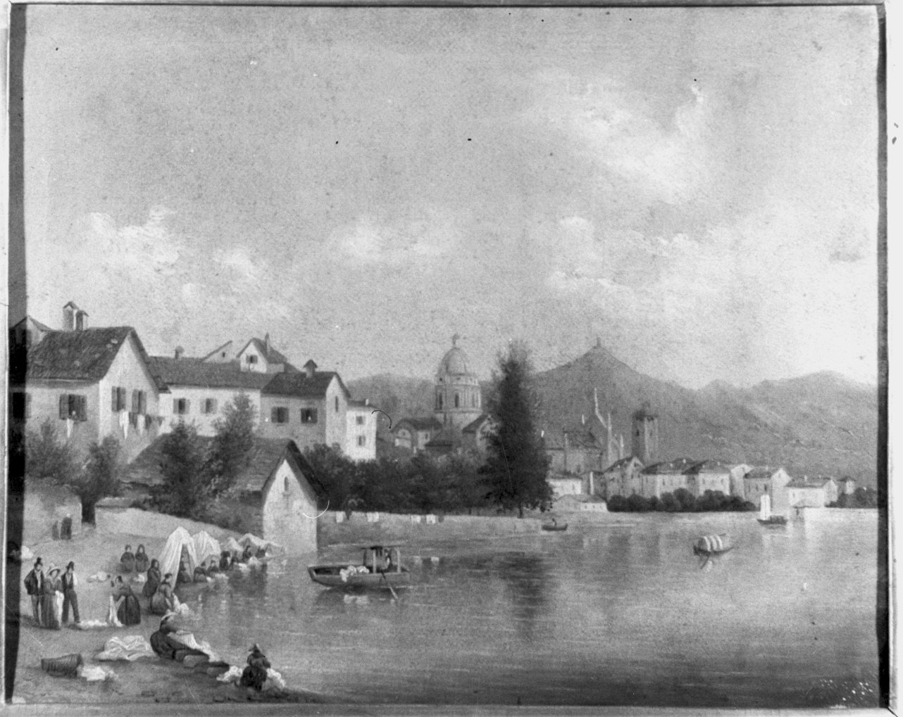 paesaggio lacustre (dipinto) - ambito lombardo (sec. XIX)