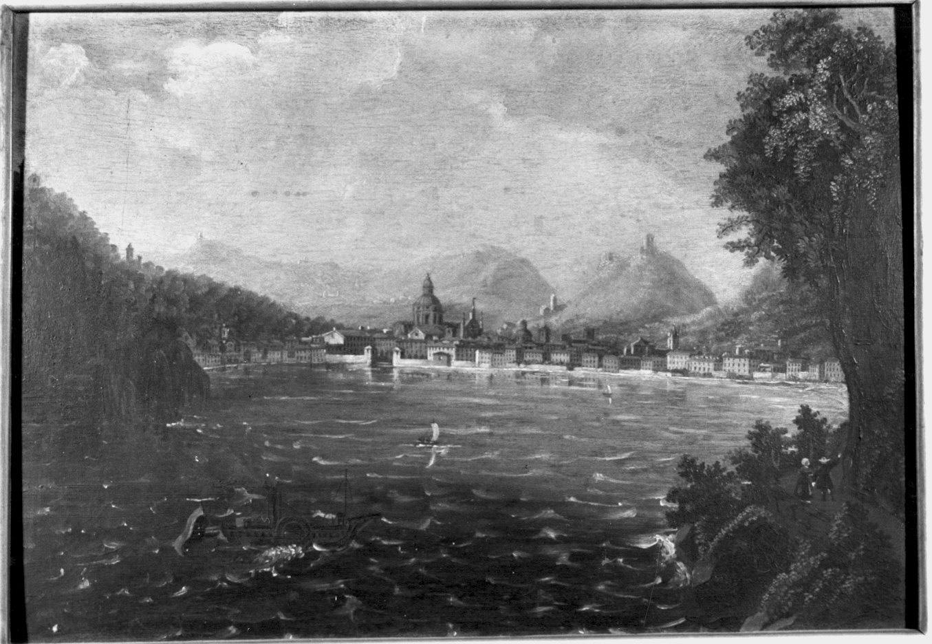 paesaggio lacustre (dipinto) - ambito lombardo (sec. XIX)