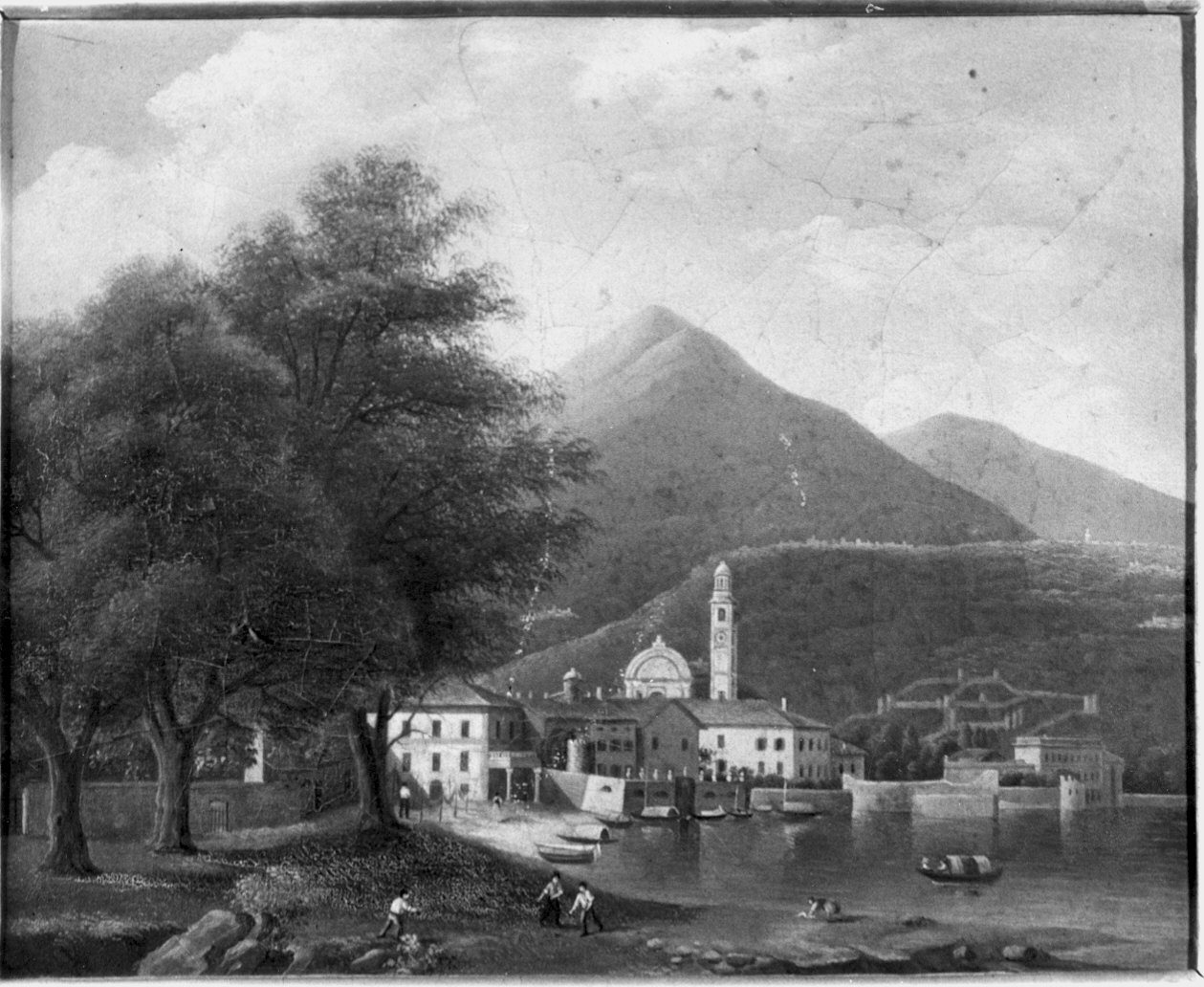 paesaggio lacustre (dipinto) - ambito lombardo (sec. XIX)