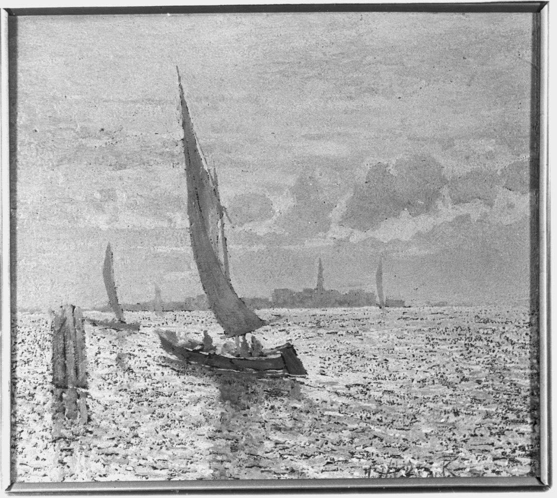 paesaggio lagunare (dipinto) - ambito italiano (sec. XX)