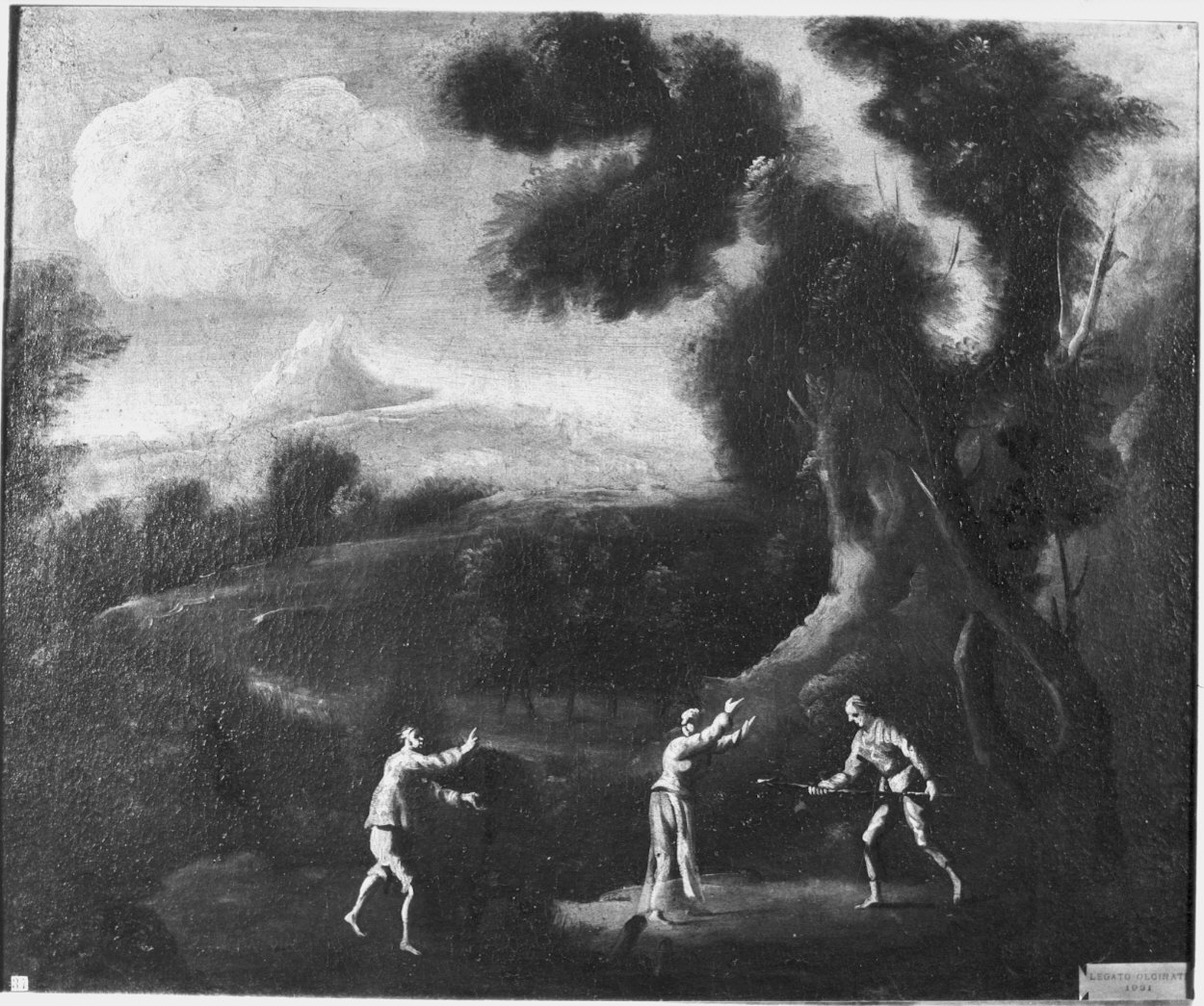 scena campestre con figure (dipinto, pendant) - ambito lombardo (sec. XVIII)