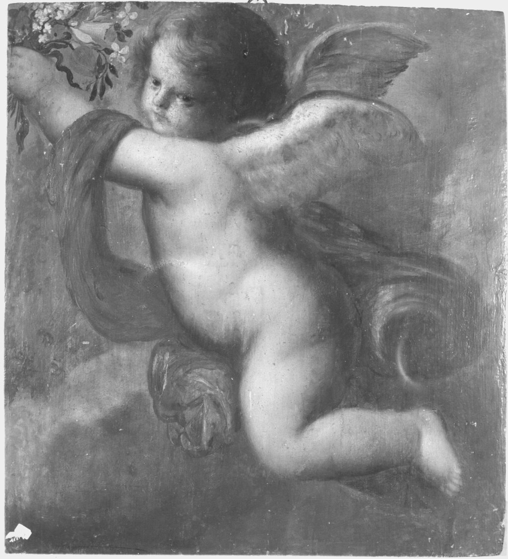 angelo con ghirlanda (dipinto, frammento) - ambito lombardo (secondo quarto sec. XVII)