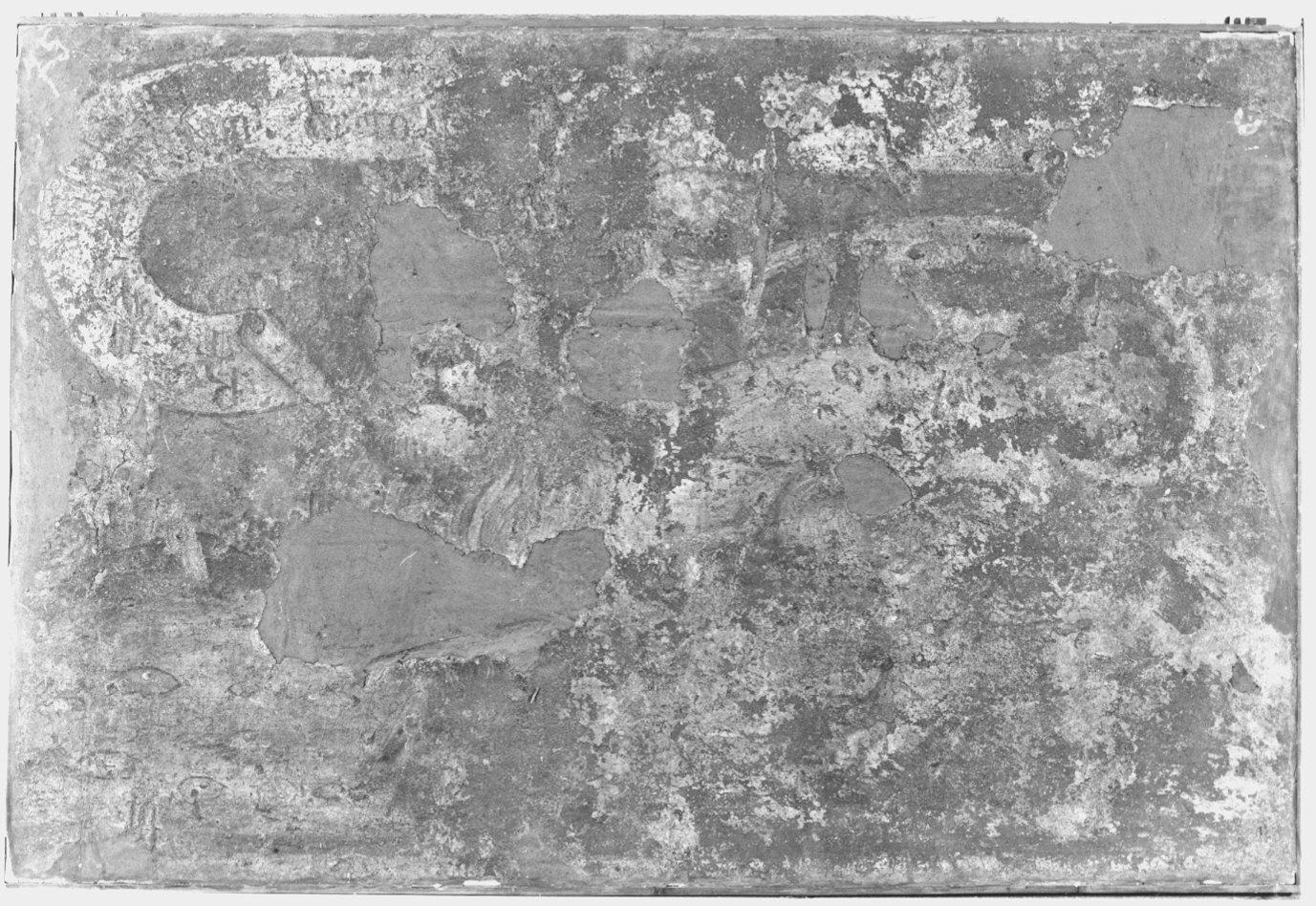 leone con cartiglio (dipinto murale staccato) - ambito lombardo (prima metà sec. XIV)