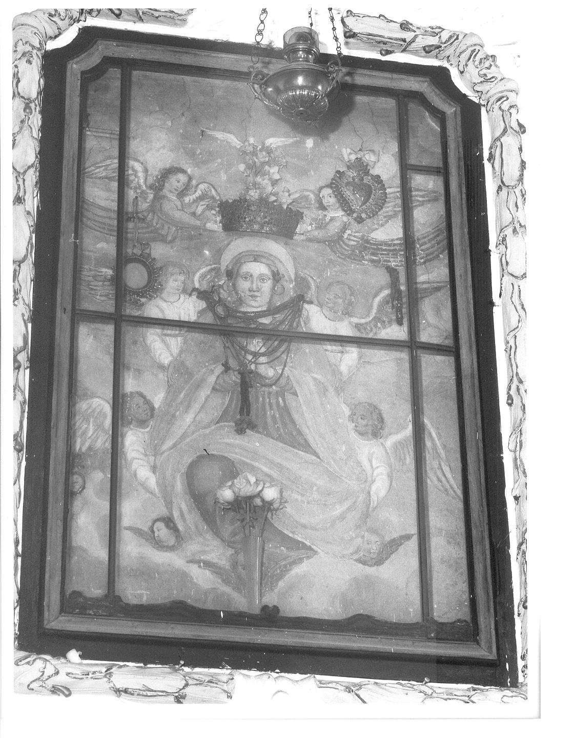 Madonna con Bambino e angeli reggicorona (dipinto, opera isolata) - ambito lombardo (sec. XV)