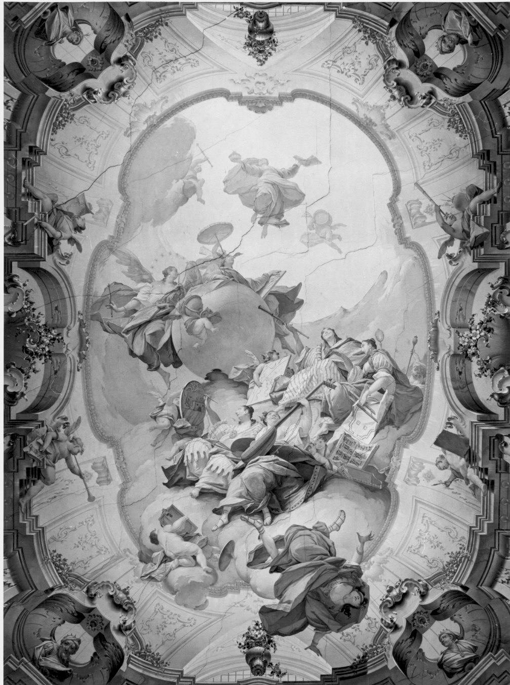 quadratura architettonica (dipinto murale) di Coduri Giuseppe detto Vignoli (attribuito) (seconda metà sec. XVIII)