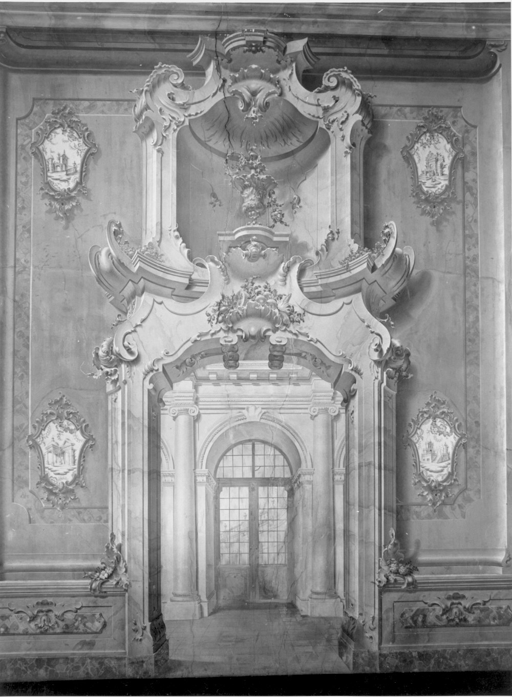 architettura illusionistica (dipinto murale, elemento d'insieme) di Coduri Giuseppe detto Vignoli (attribuito) (seconda metà sec. XVIII)