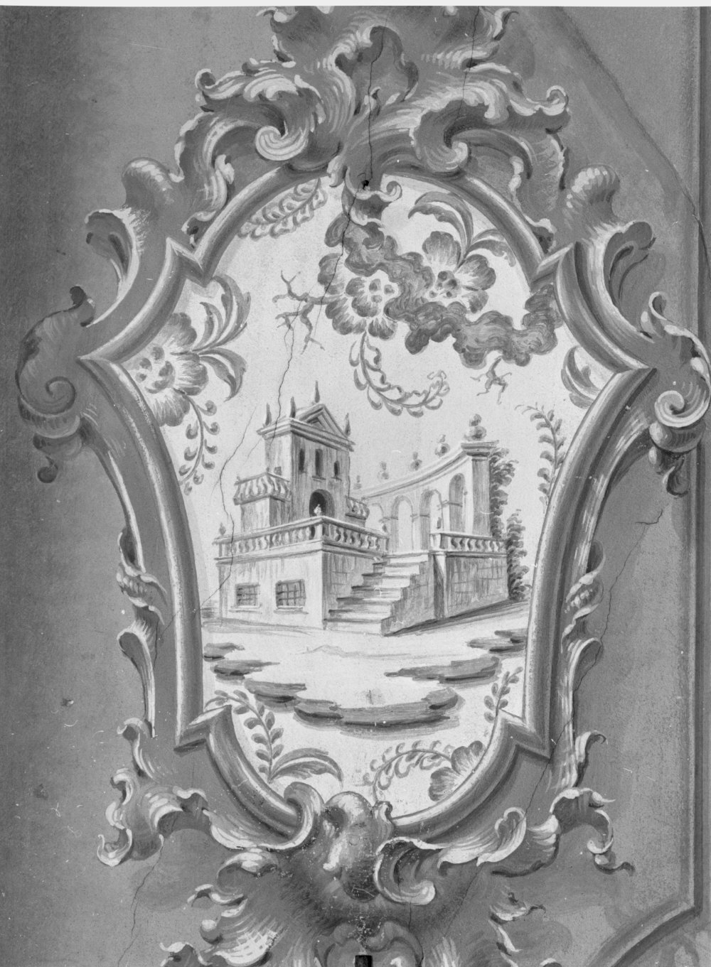 veduta fantastica (dipinto murale, elemento d'insieme) di Coduri Giuseppe detto Vignoli (attribuito) (seconda metà sec. XVIII)