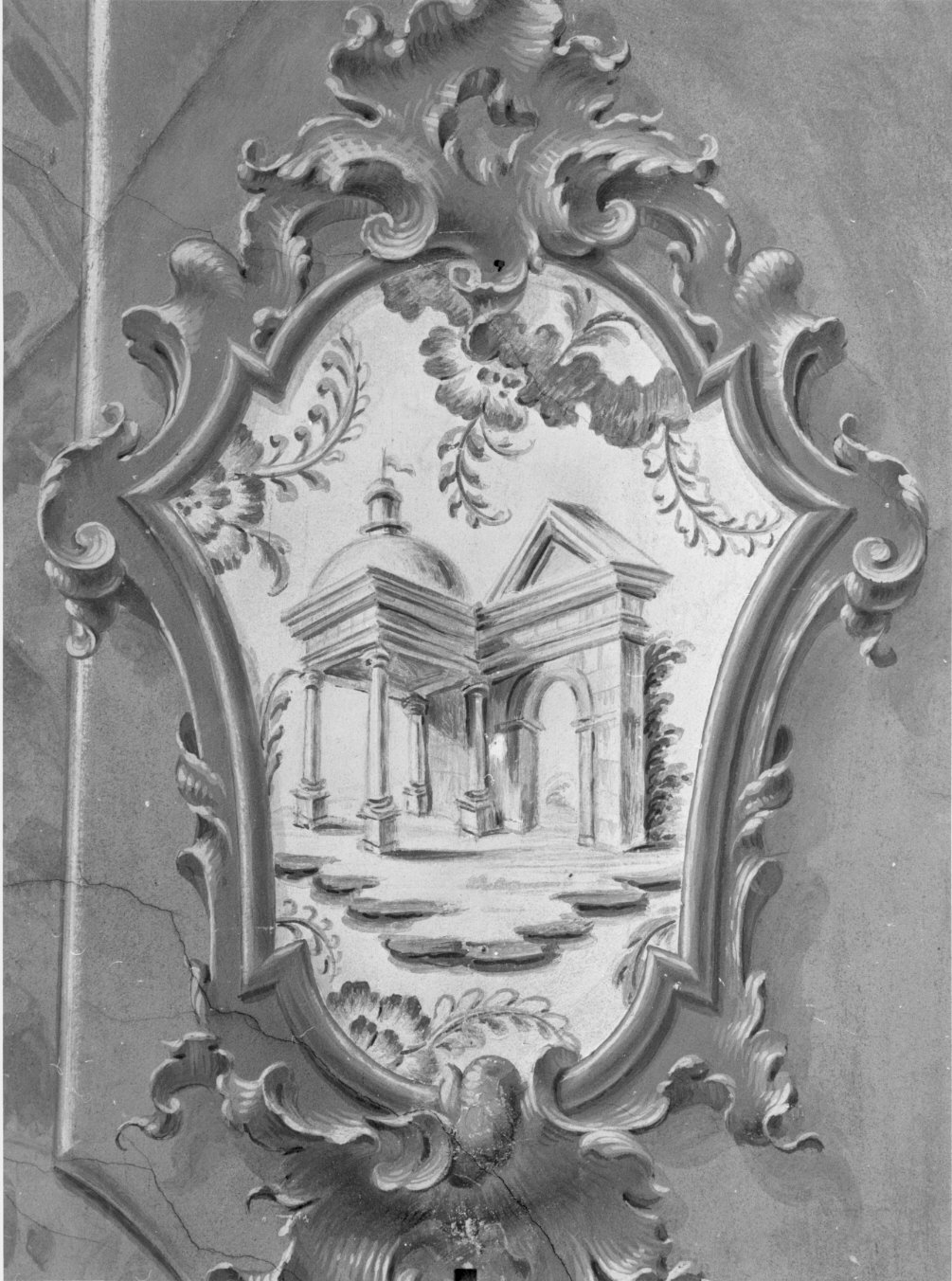 veduta fantastica (dipinto murale, elemento d'insieme) di Coduri Giuseppe detto Vignoli (attribuito) (seconda metà sec. XVIII)