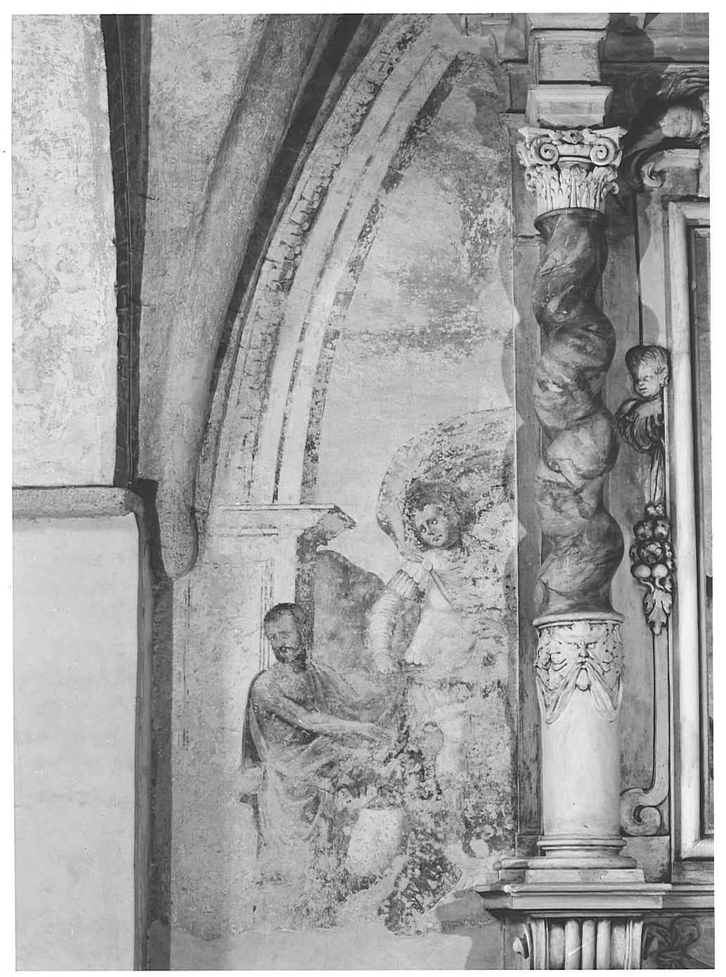 San Martino dona parte del mantello al povero (dipinto murale, elemento d'insieme) - ambito lombardo (sec. XVI)