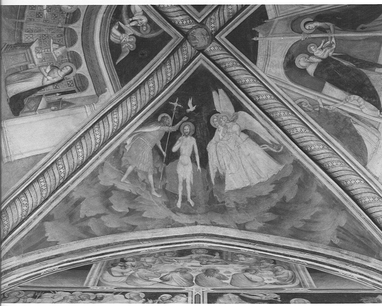 battesimo di Cristo (dipinto murale, elemento d'insieme) - ambito lombardo (sec. XIV)