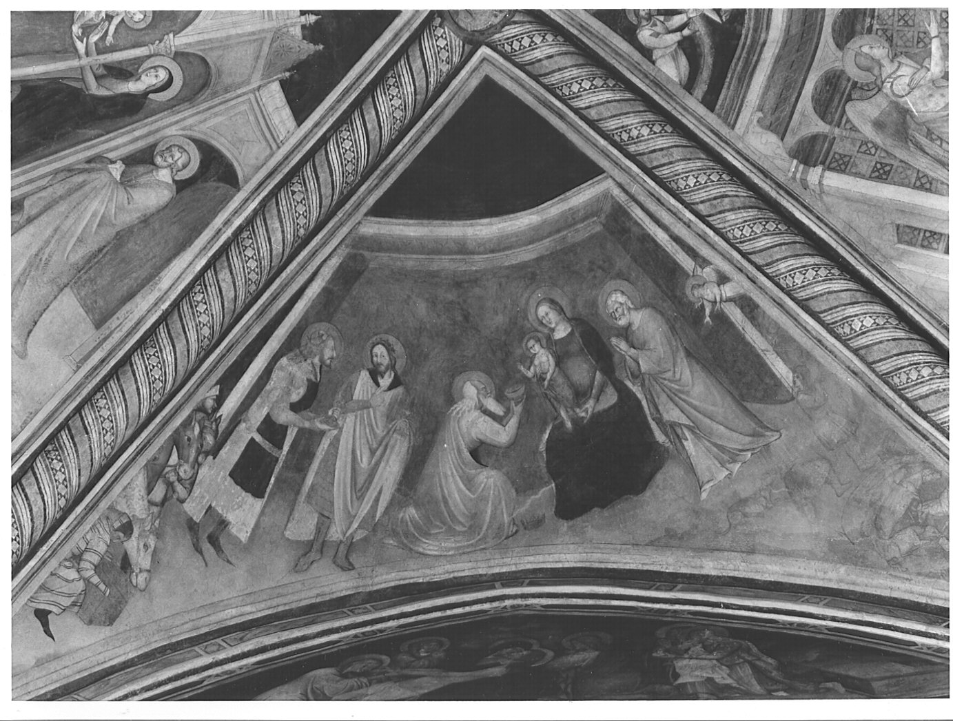adorazione dei Re Magi (dipinto murale, elemento d'insieme) - ambito lombardo (sec. XIV)