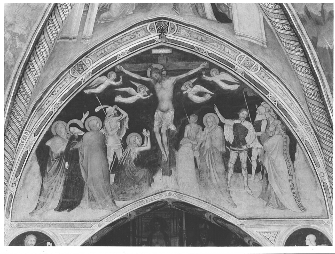 crocifissione di Cristo (dipinto murale, elemento d'insieme) - ambito lombardo (sec. XIV)