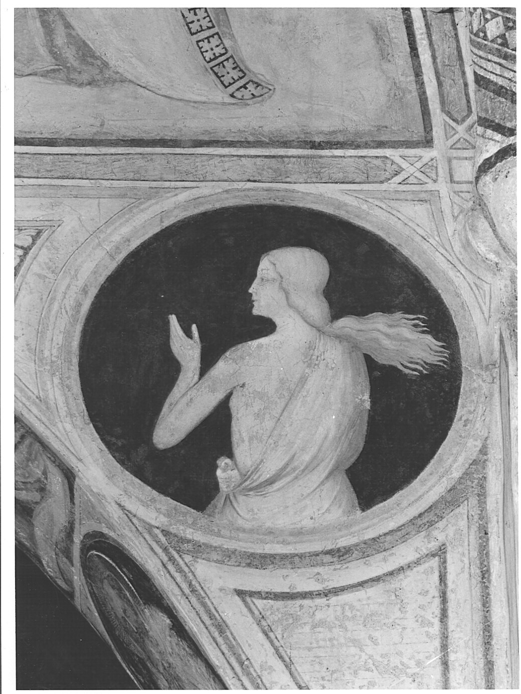 figura femminile (dipinto murale, elemento d'insieme) - ambito lombardo (sec. XIV)