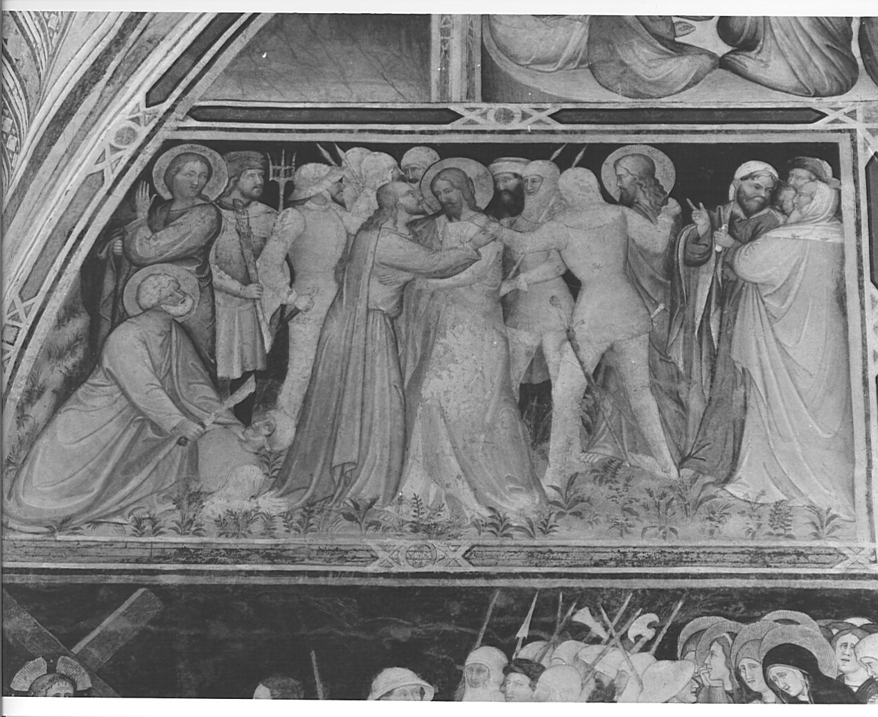 bacio di Giuda (dipinto murale, elemento d'insieme) - ambito lombardo (sec. XIV)