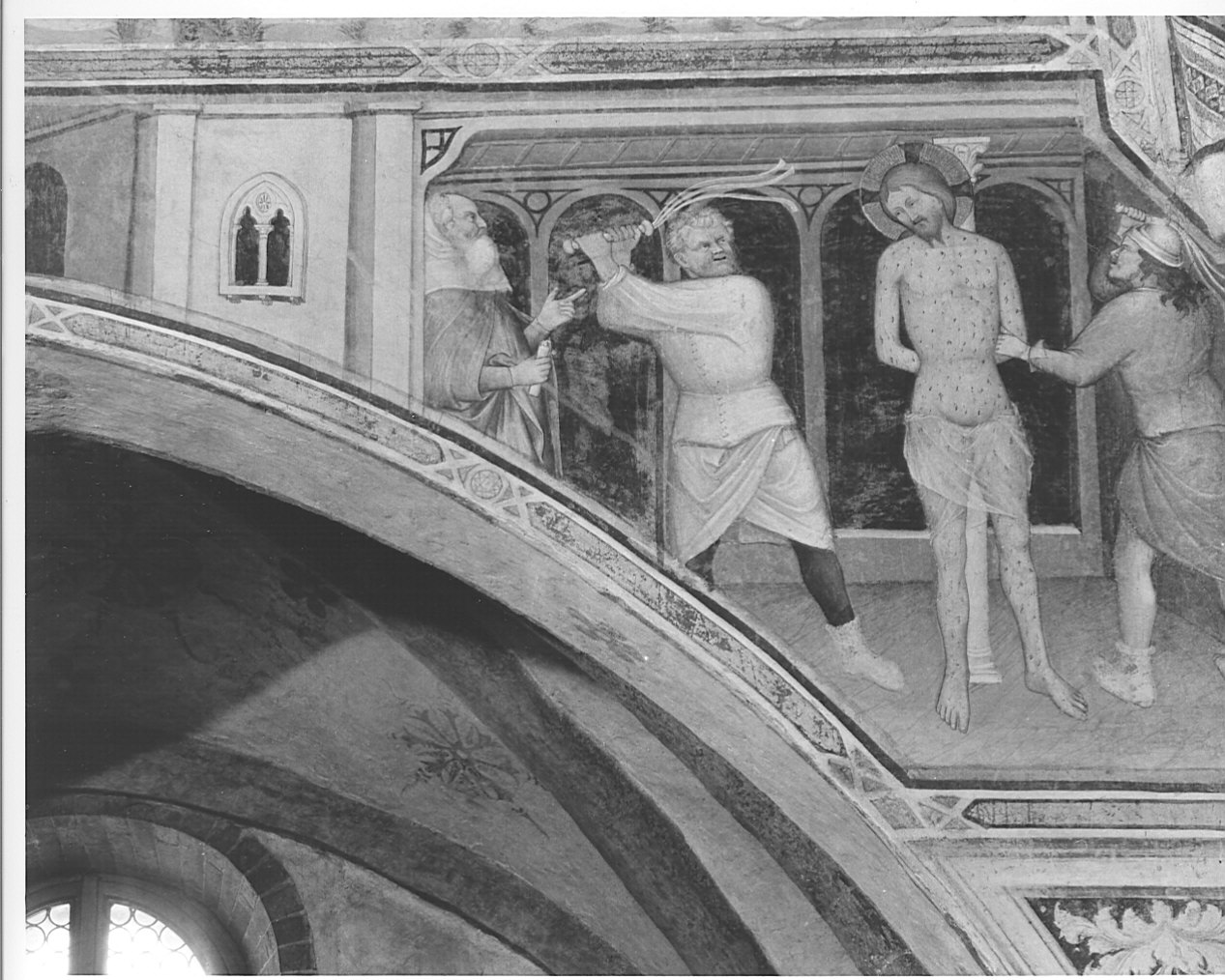 flagellazione di Cristo (dipinto murale, elemento d'insieme) - ambito lombardo (sec. XIV)