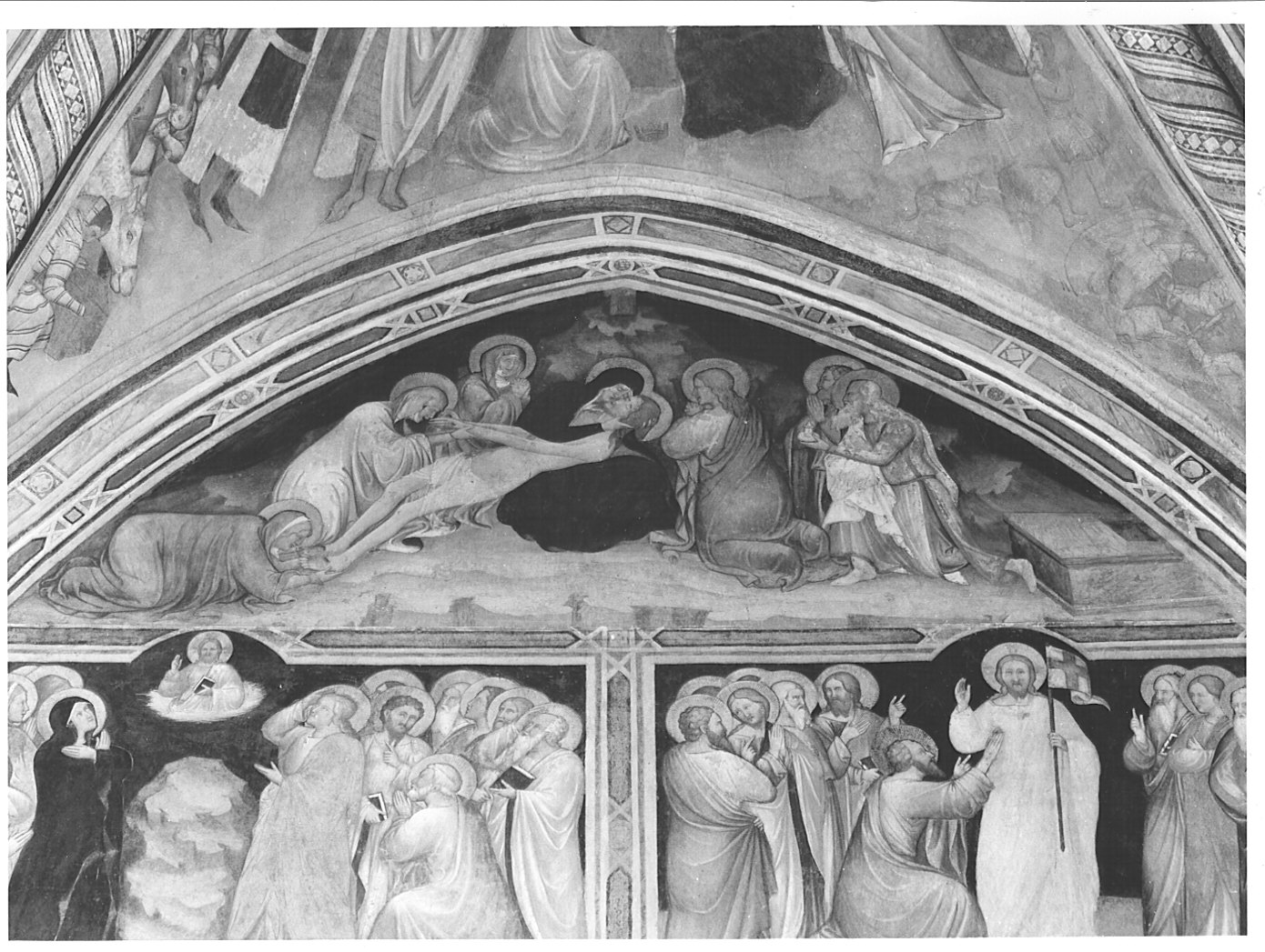 compianto sul Cristo morto (dipinto murale, elemento d'insieme) - ambito lombardo (sec. XIV)