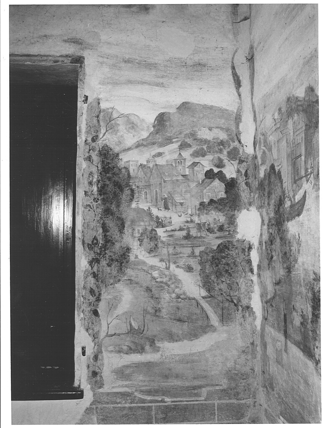 paesaggio (dipinto murale, elemento d'insieme) - ambito lombardo (sec. XVI)