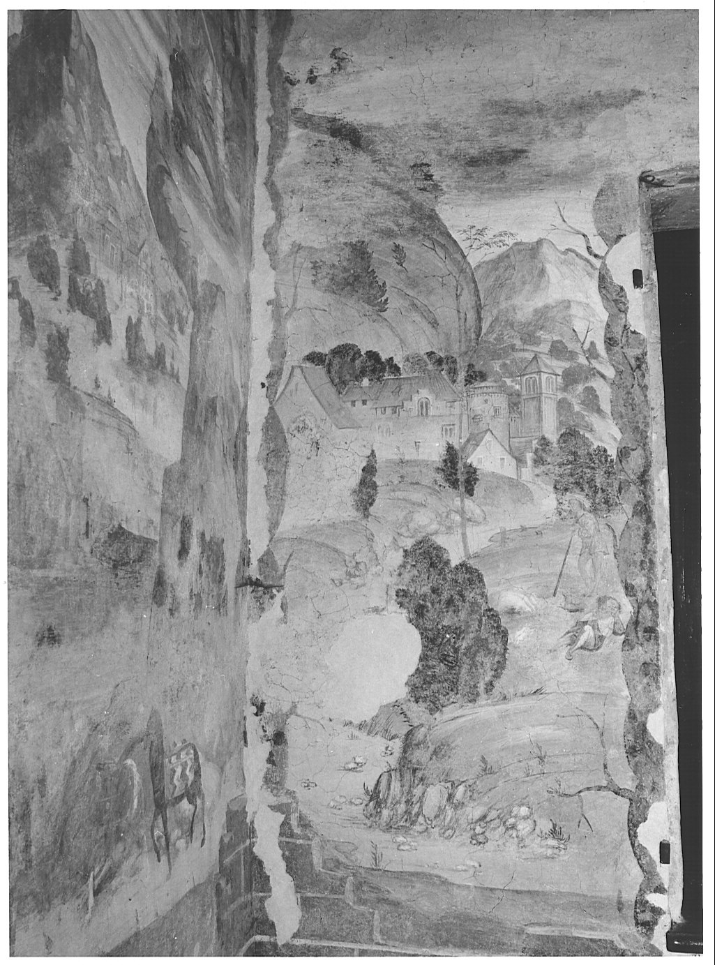 paesaggio (dipinto murale, elemento d'insieme) - ambito lombardo (sec. XVI)