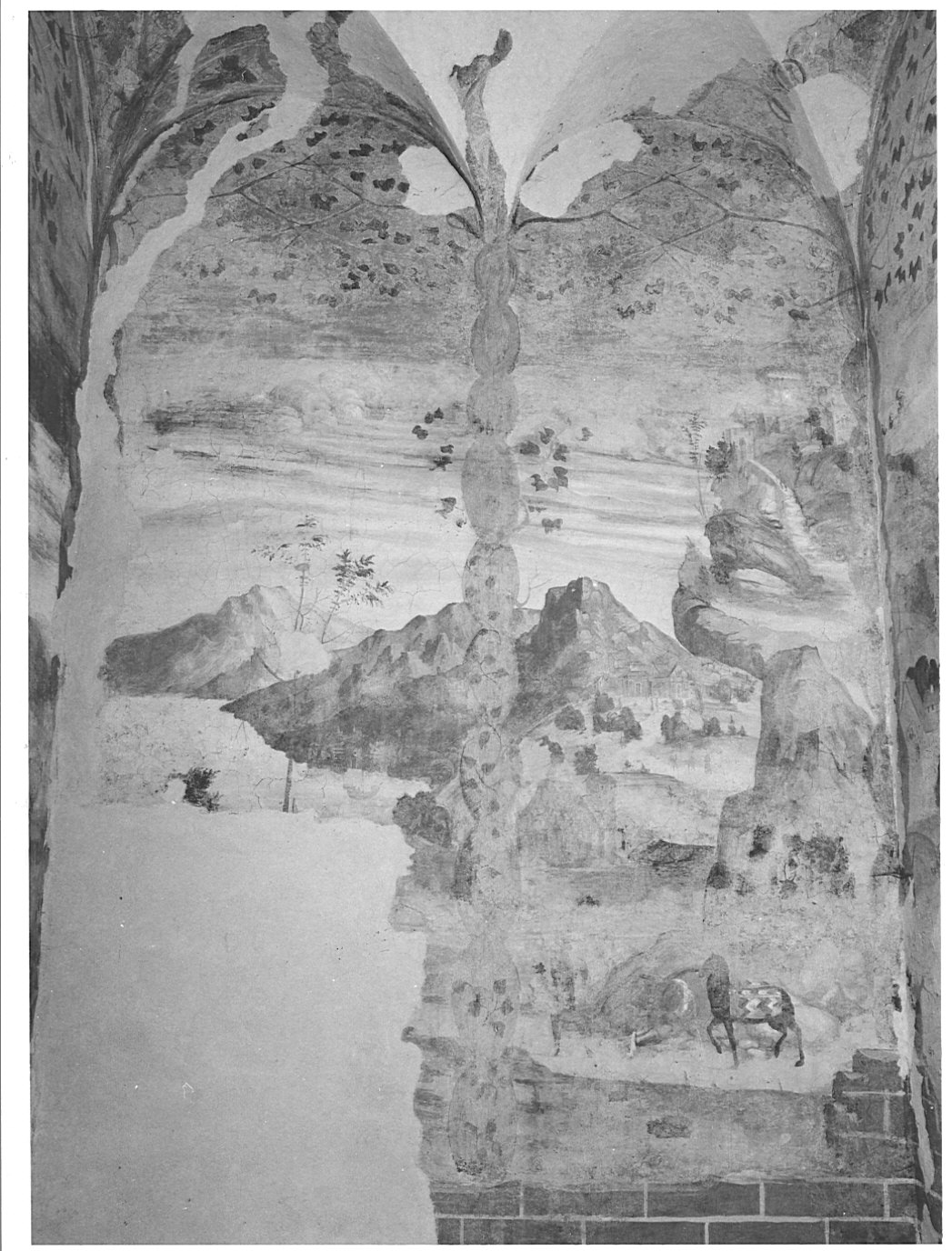 paesaggio (dipinto murale, elemento d'insieme) - ambito lombardo (sec. XVI)