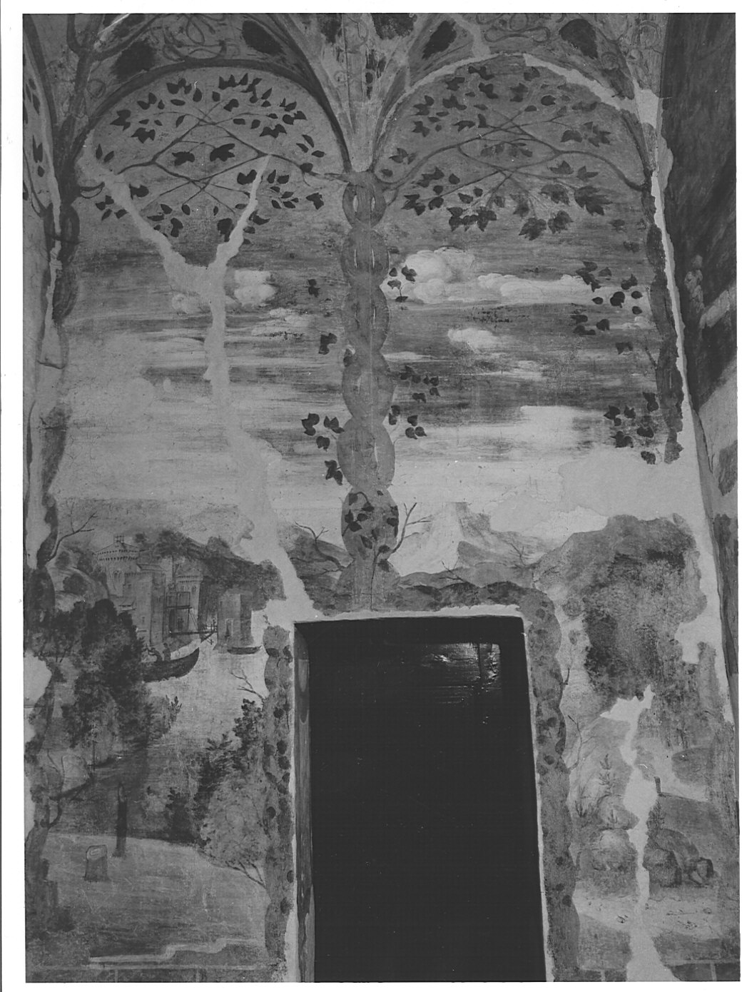 paesaggio (dipinto murale, elemento d'insieme) - ambito lombardo (sec. XVI)