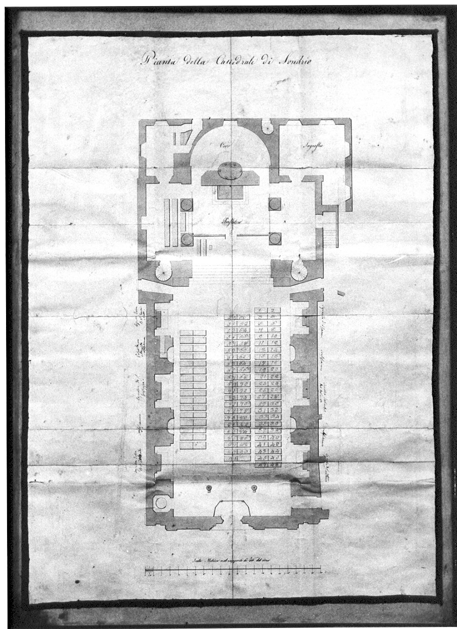 pianta della Collegiata di Sondrio (disegno di architettura, opera isolata) - ambito lombardo (sec. XIX)