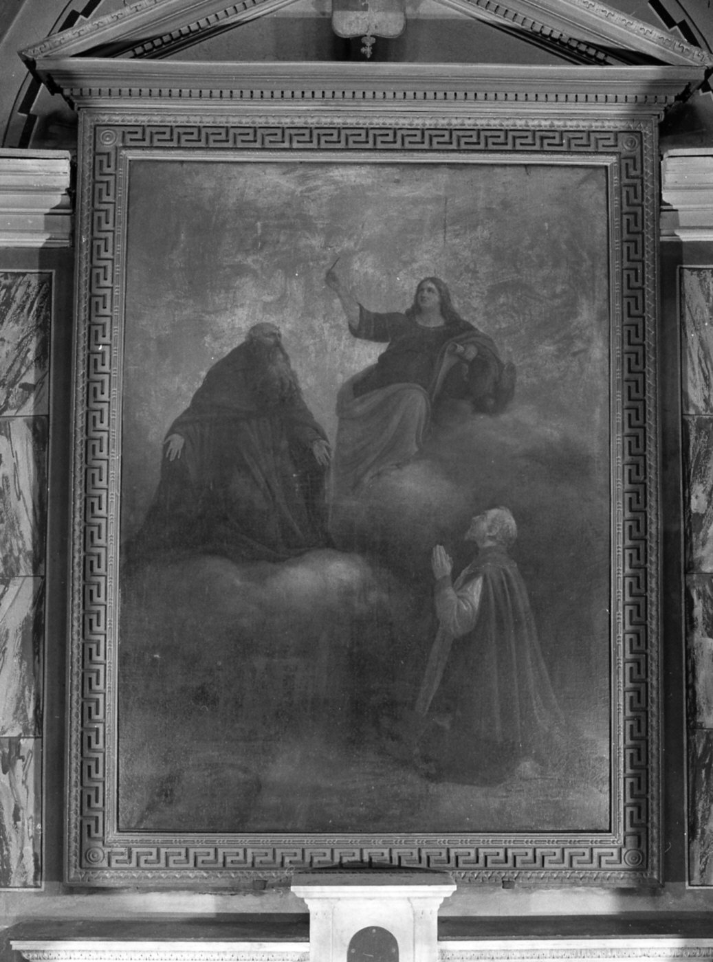 San Giovanni Evangelista, Sant'Antonio Abate e il donatore Fabrizio Malaspina (dipinto, opera isolata) di Cusa Michele (sec. XIX)