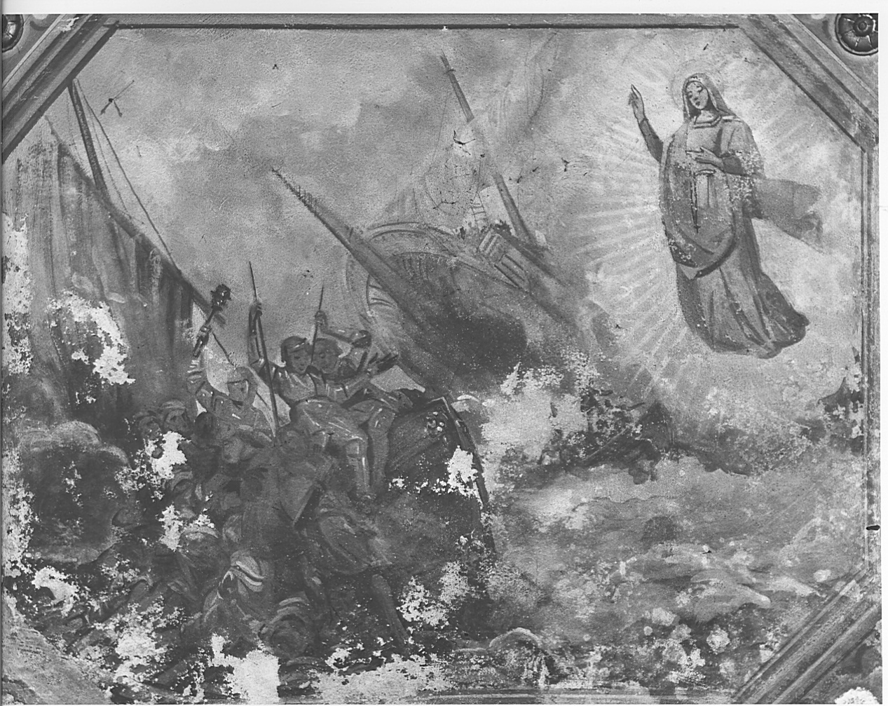 Madonna che appare durante la battaglia di Lepanto (dipinto, opera isolata) - ambito lombardo (sec. XIX)