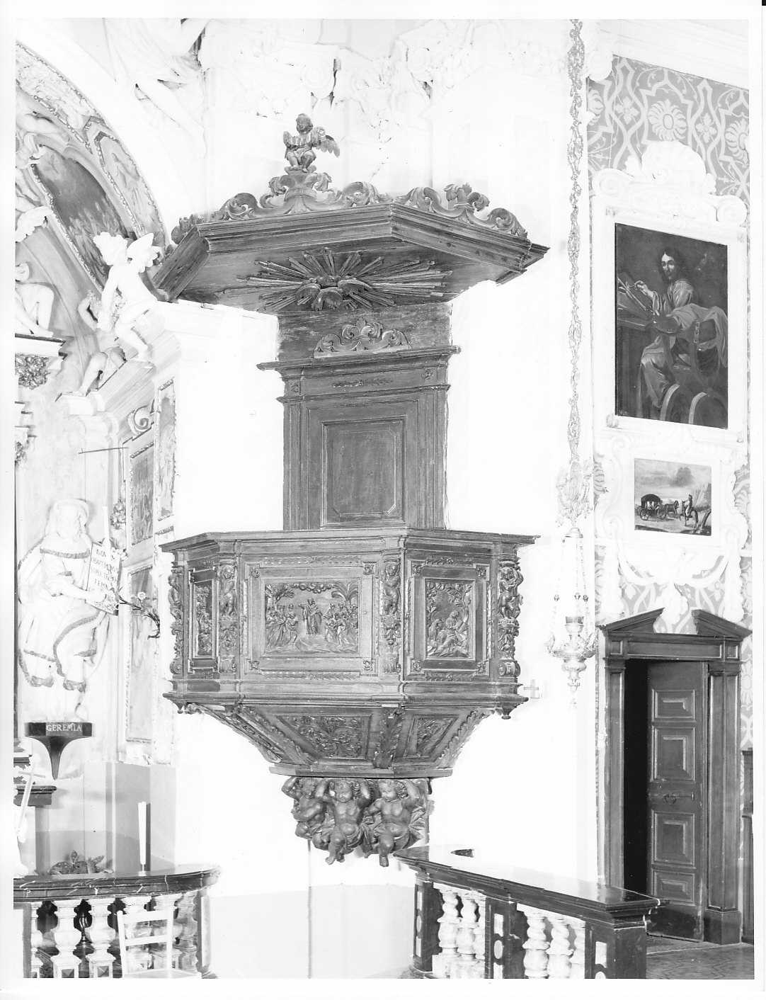 pulpito, insieme - bottega lombarda (secc. XVII/ XVIII)