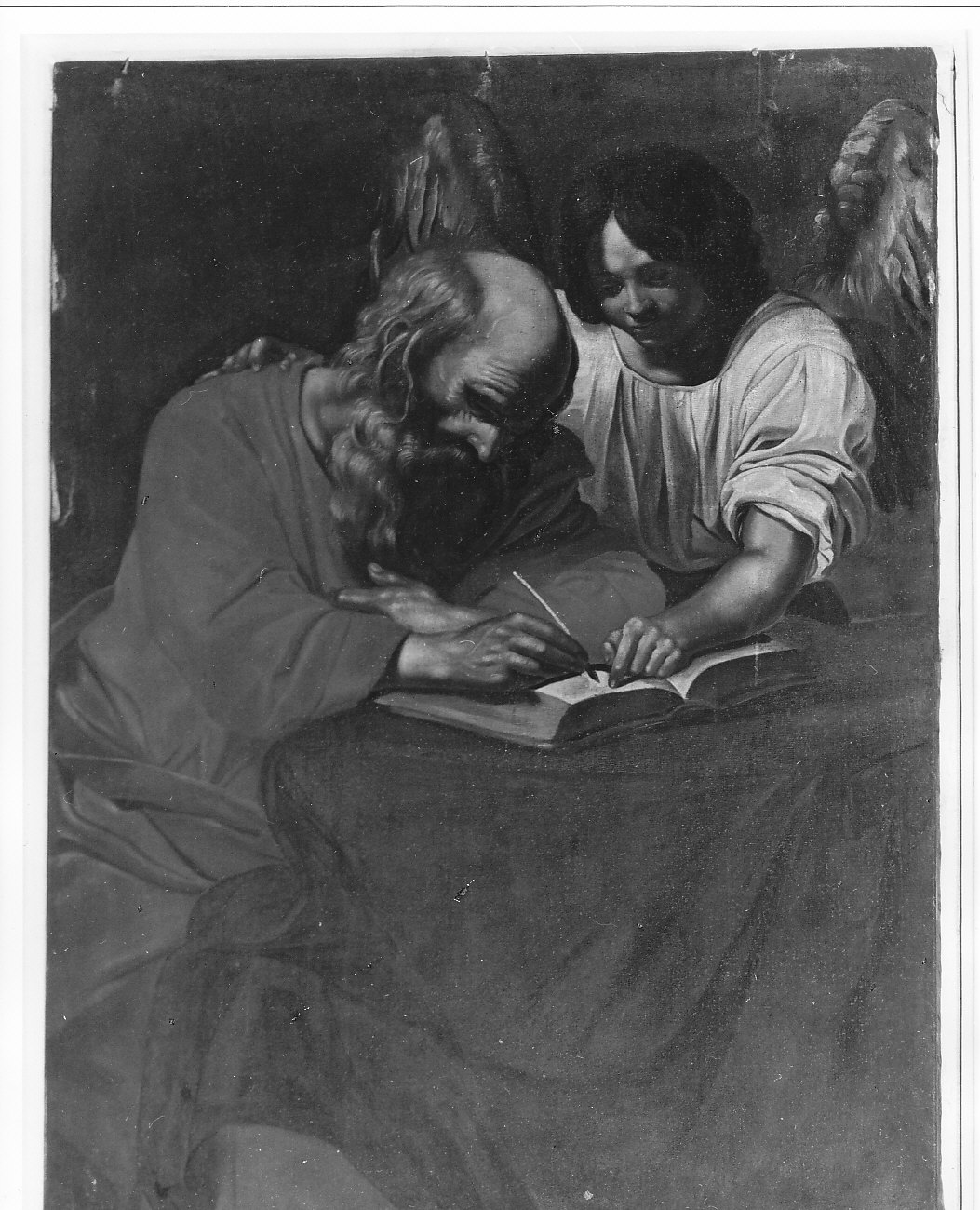 San Matteo e l'angelo (dipinto, opera isolata) - ambito lombardo (fine/inizio secc. XVI/ XVII)