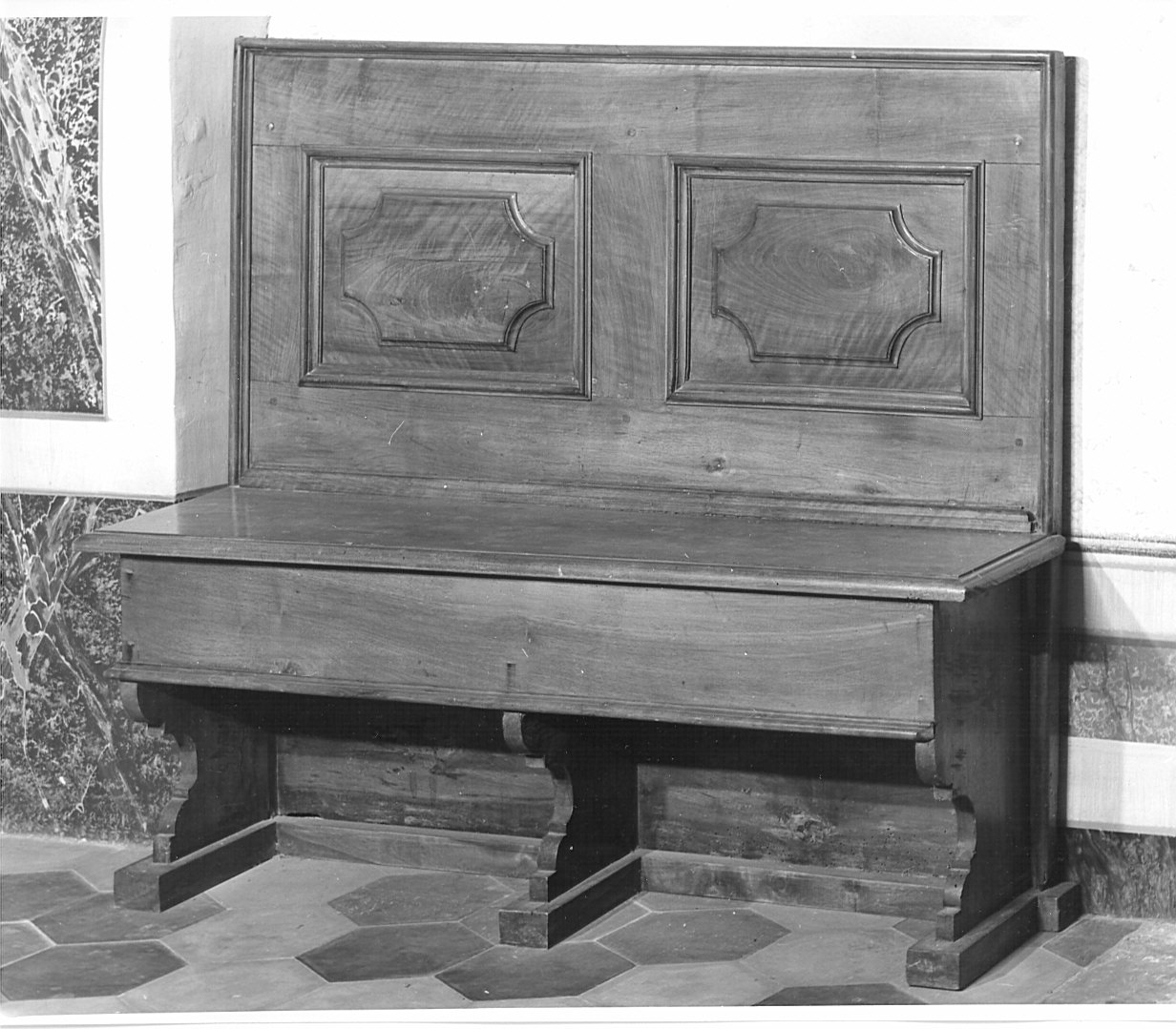 panca con schienale, opera isolata - bottega lombarda (fine sec. XIX)