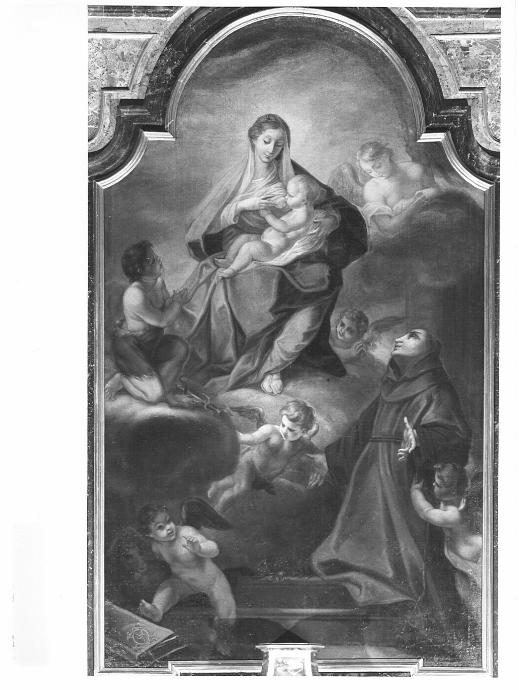 Madonna con Bambino e altri personaggi (dipinto, opera isolata) - bottega lombarda (fine/inizio secc. XVIII/ XIX)