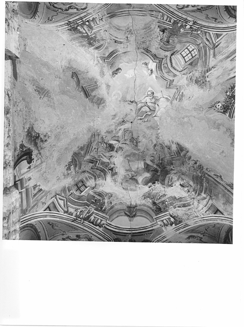 motivi decorativi architettonici/ incoronazione di Maria Vergine (dipinto murale, opera isolata) - bottega lombarda (fine/inizio secc. XVII/ XVIII)